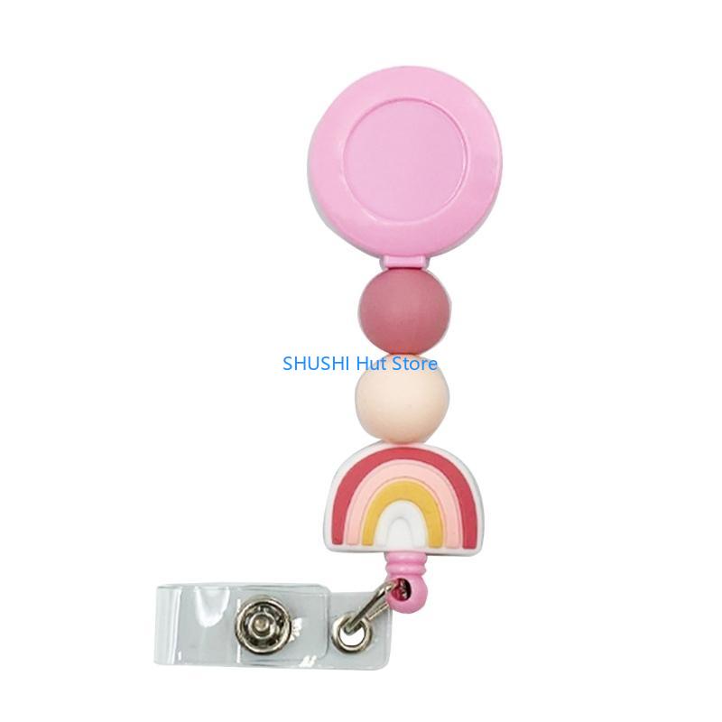 

Retractable Badge Lanyards And Badge Holder Silicone Bead Badge Holder D57B