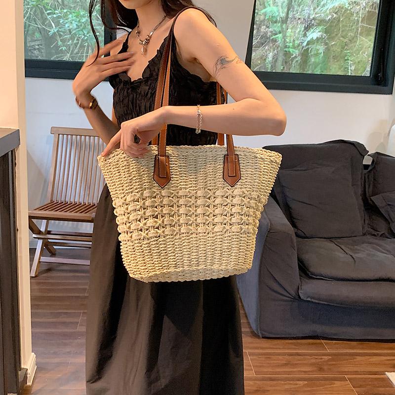 Advanced Hand-woven Straw Bag, Shoulder Bag, Handbag, Summer Leisure Style, Large Capacity, Holiday Travel