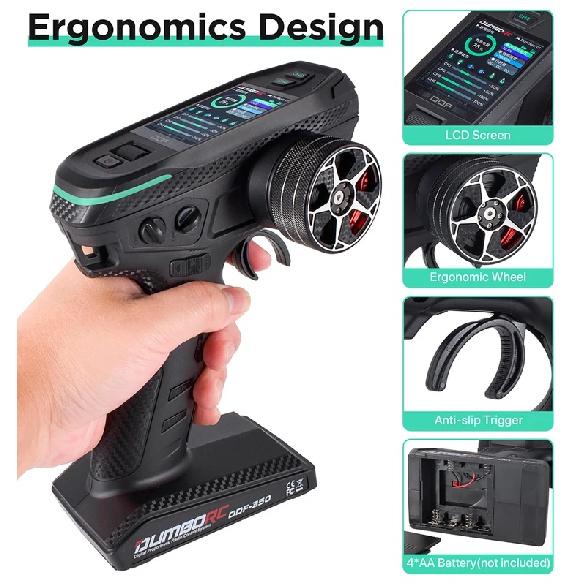 DUMBORC 2.4G 10CH Digital Radio Remote Controller DDF-350 Transmitter with Receiver for RC Car Boat Tank LCD FHSS System