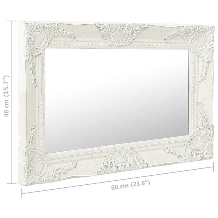 VidaXL Miroir mural style baroque 60x40 cm Blanc 320328