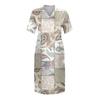 Women's Summer Plus Size V-neck Short Sleeve Print Knee Pocket Casual Dress