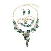 Sparkling Crystal Gem Necklace Clavicle Set Four-Piece Jewelry Exaggerated Bridal Dress Women'S Accessories
