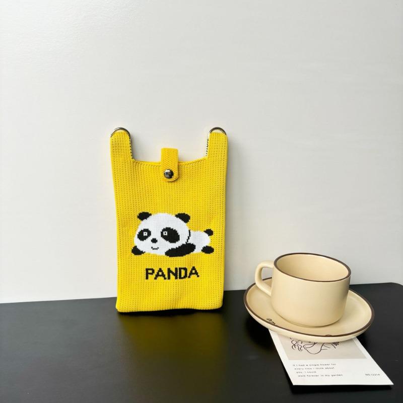 Panda Mobile Phone Bag Cute Knitted Bag High Sense Personality Versatile Dopamine Shoulder Messenger Bag Dopamine Wind