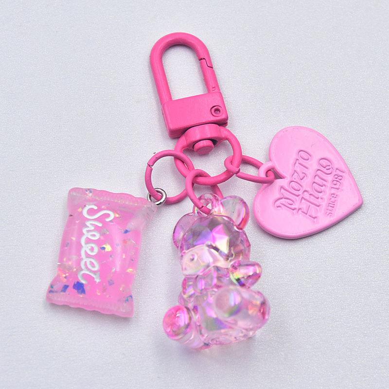 Desene animat Bling Heart Bear Animal Bomboane Breloc Breloc pentru iubitorii de prieteni Drăguț Creativ Geantă Mașină Căști Cutie Accesorii pentru chei