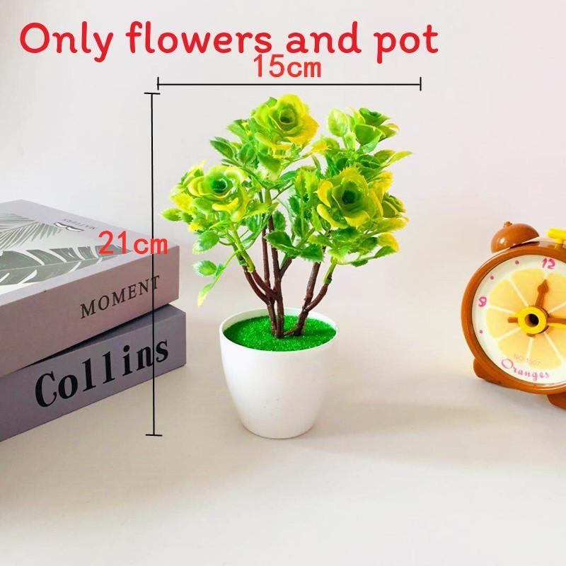 

Simulation Multicolor Plastic Rosa Chinensis Artificial Flower Plants Potted