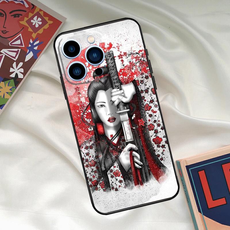 Japanese Samurai Warrior Geisha Phone Case For iPhone 16 14 13 12 11 15 17 Pro Max 15 16 Plus 13 Mini 16e 17 Air Funda Cover
