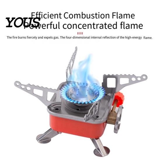 Portable Camping Stove Outdoor Stove, 2800W Adjustable Foldable Square Camp Compact Survival Cooking Equipment Gas Burner for Backpacking Hiking