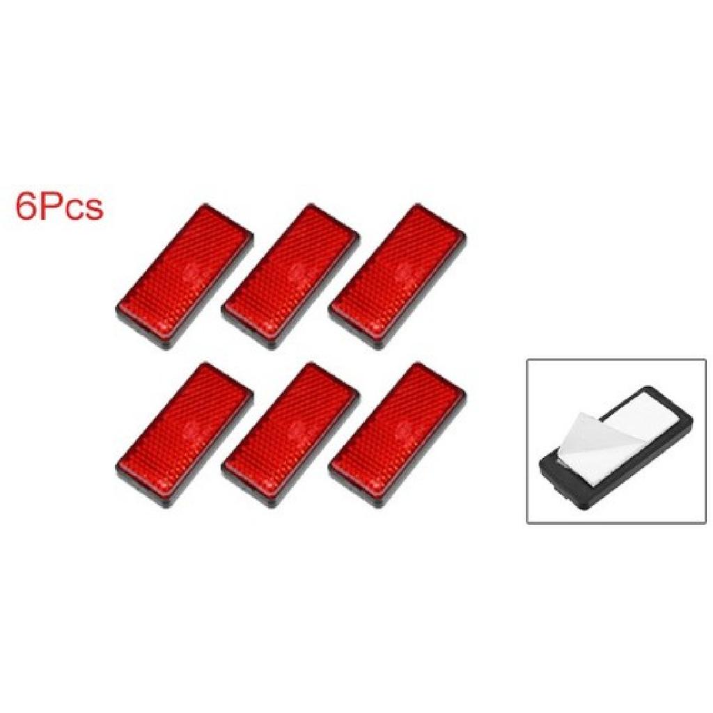 6 Pcs Motorcycle Rectangular Stick-On Safety Spoke Reflective Reflector Red