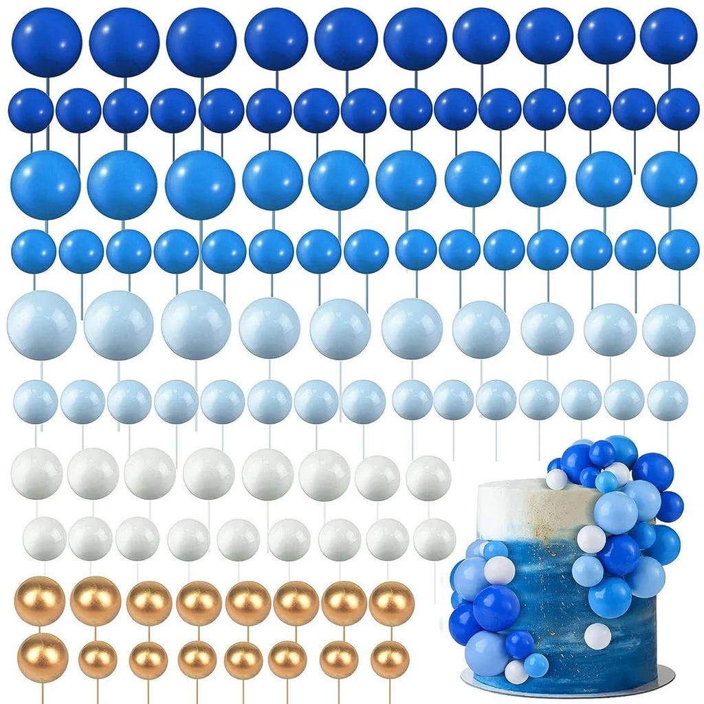110Pcs Balls Cake Topper DIY Cake Insert Topper Foam Cake Balls Baking Decoration for Wedding Anniversary Birthday