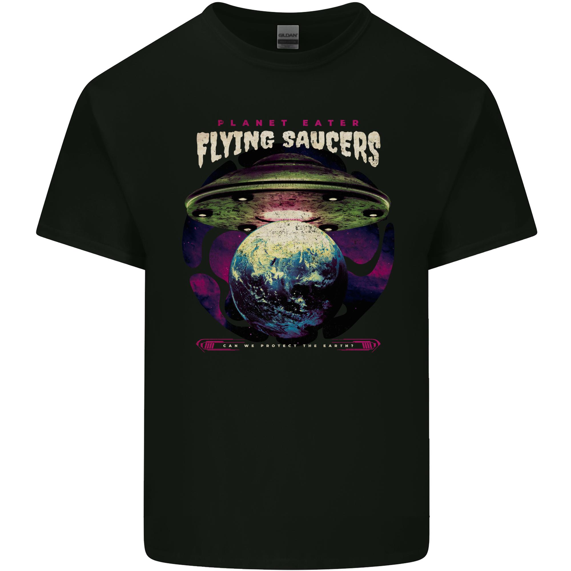 Planet Eating Flying Saucers Alien UFO Unisexs Light Cotton TShirt S
