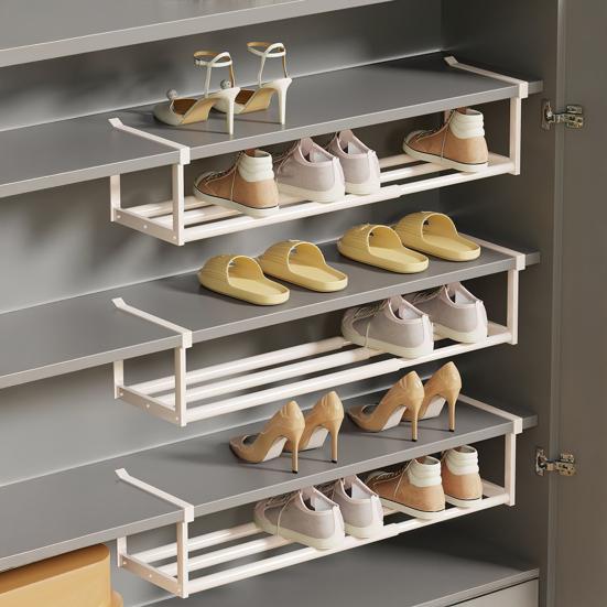 Telescopic Shoe Rack Carbon Steel Shoe Hanging Shelf Multi-Functional No-drill Vertical Shoe Organizer