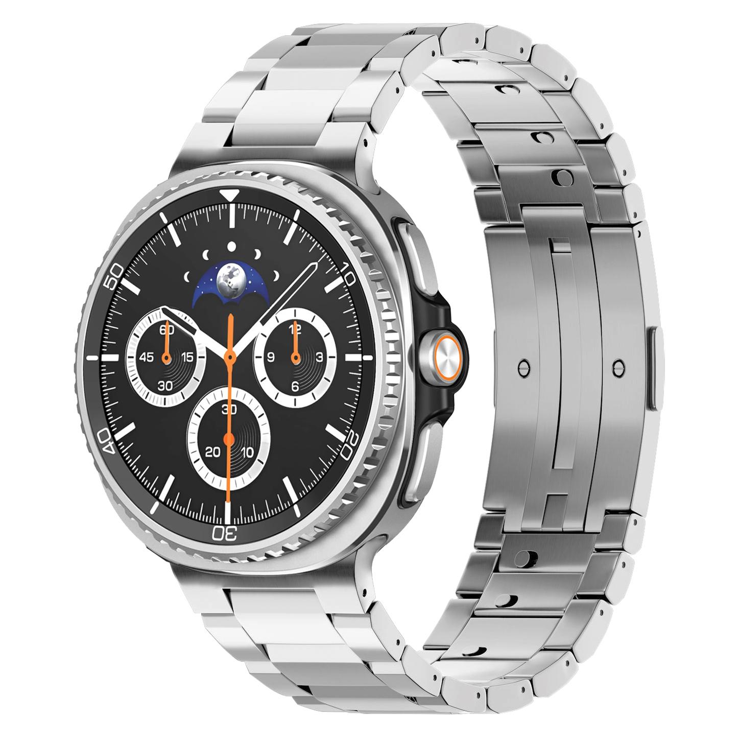 

No Gaps Titanium Metal Band For Samsung Galaxy Watch 8 Classic 46mm/44mm 40mm Strap Bracelet, Quick-Adjust Length (No Tools) серебряный
