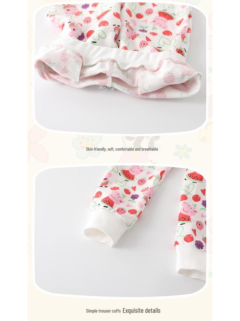 Peppa Pig Girls' Ruffle Hoodie & Sweatpants Set - Spring/Autumn Wear, Two-Piece