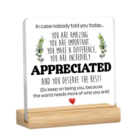 

You Deserve Acrylic Table Sign with Wooden Base Emotional Support Inspirational Tabletop Sign Home Office Desktop Decoration Ornament чистый