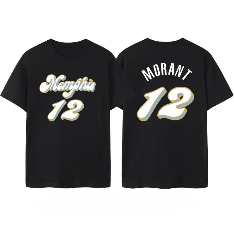 2025 Jamolant Short Sleeve T-shirt Basketball New Youth JA MORANT Clothes No. 12 Men's Casual Graphic T-shirt