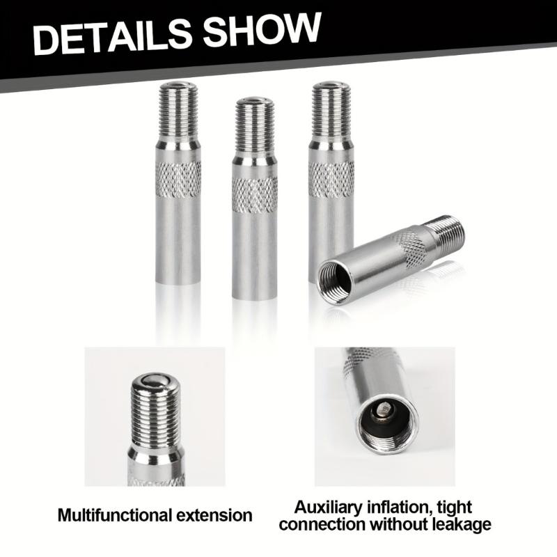 Three Size Tire Stem Extensions with Covers, Screw-On Metal Stem Adapter Set for Direct Stem Access in Tire Inflation and Pressure Checks