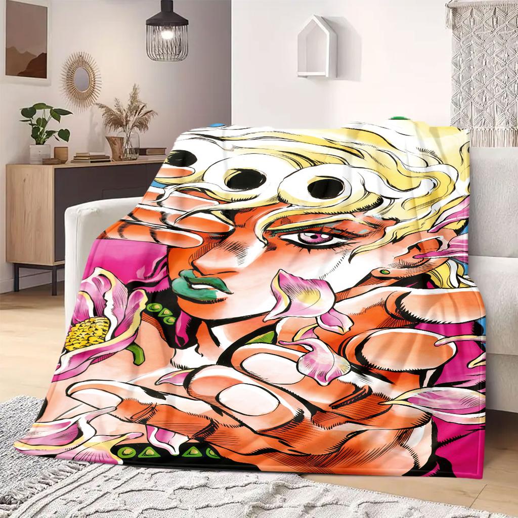 JOJO anime Flannel Blanket Warm,Comfortable,Suitable for Bedrooms,Sofas,Beds,Chairs,Picnics,Travel
