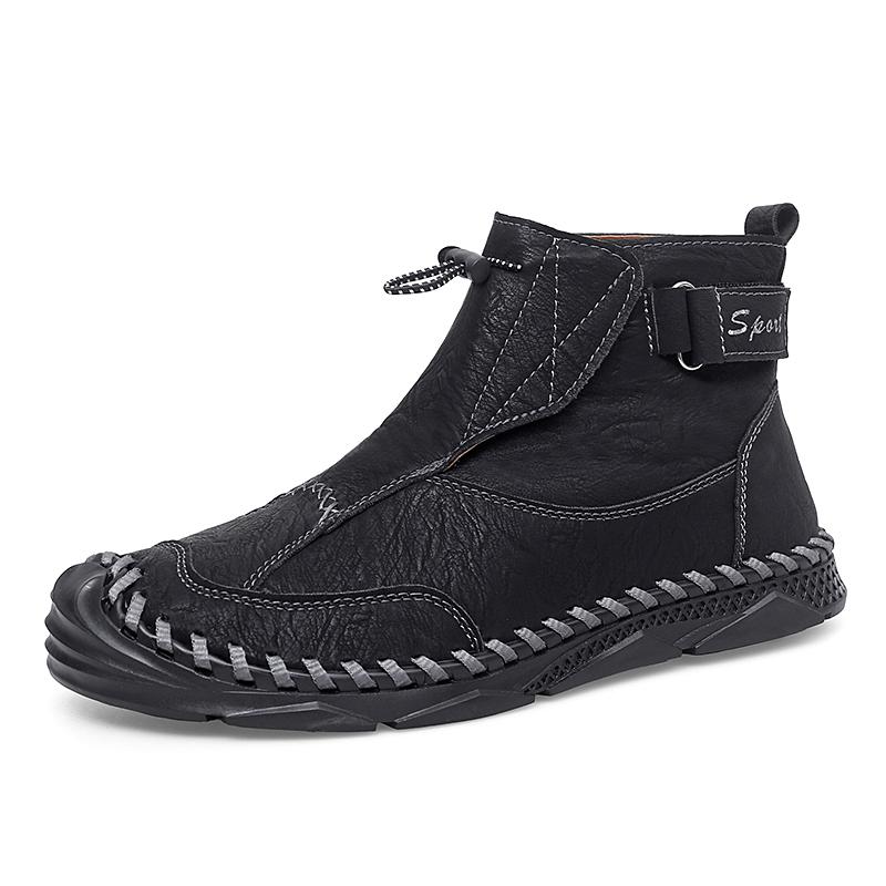Fashion 2025 New Men's Leather Casual Shoes Breathable  Slip on Low Top Walking Shoes Outdoor Male Ankle Boots Slip-Resistant Work Boots