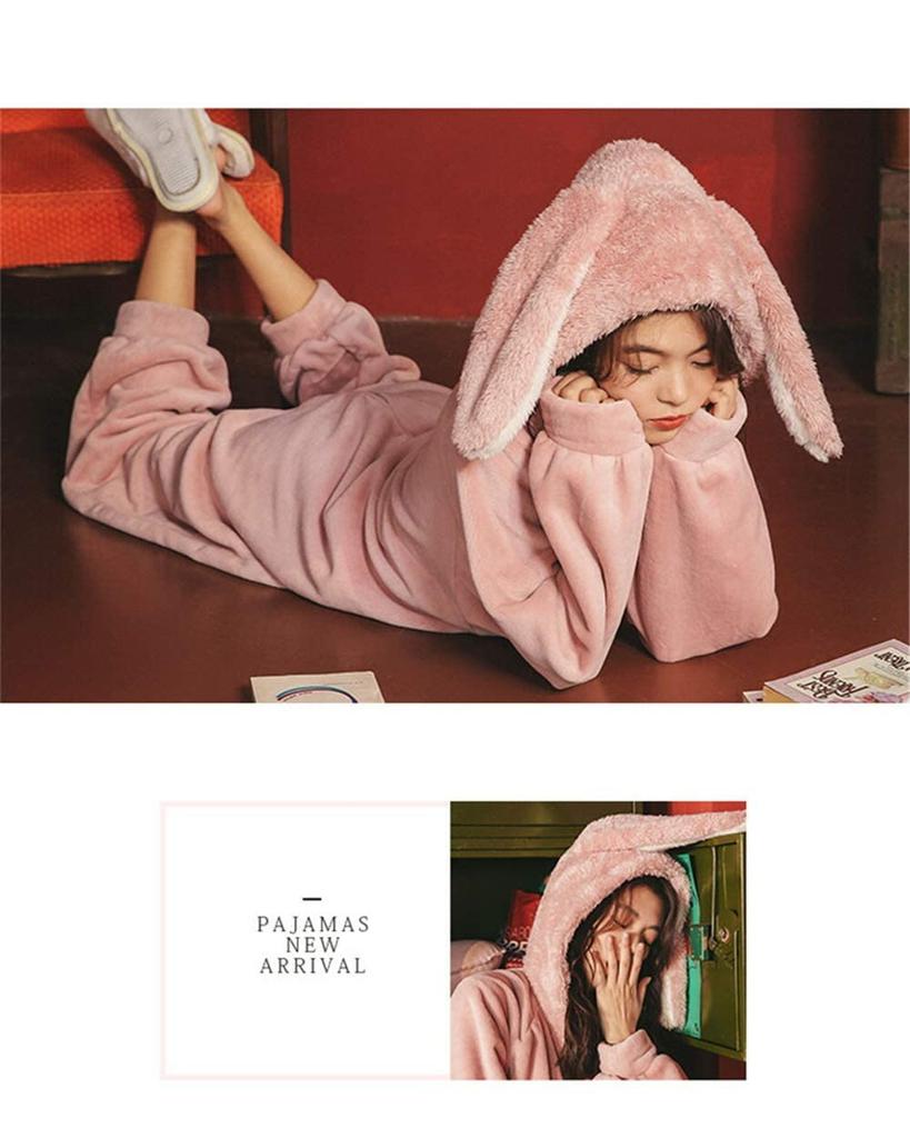 Matching Couple Winter Fluffy Rabbit Flannel Kigurumi Pajamas for Women and Korean Wedding Gift [WJ-SISI] Pajamas, Loungewear, Design, All-in-One Men,