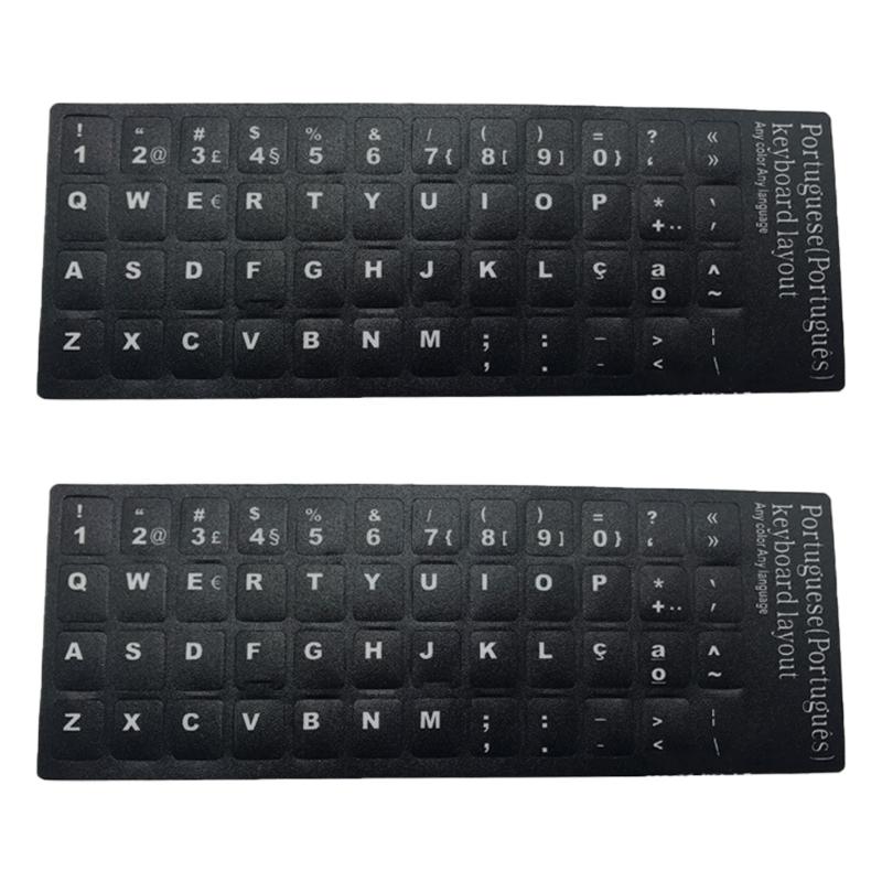 

2 шт. Наклейки на клавиши клавиатуры Португальские наклейки на клавиатуру Буквы и цифры Запасные наклейки Черный фон 1 чёрный