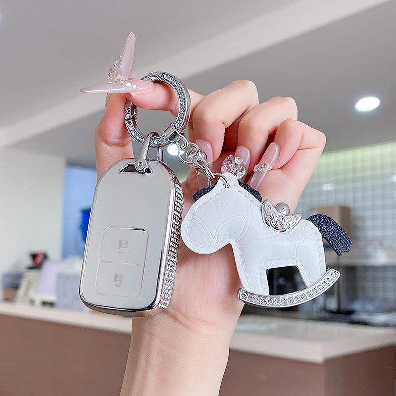 Premium Women's Car Key Case for Honda Accord, Civic, CR-V, Fit, Odyssey, Vezel, Lingpai, and XR-V
