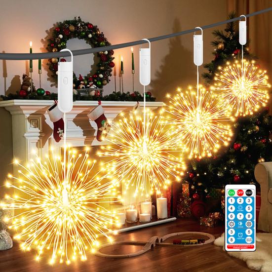 LED Fairy Lights Remote Control Dimmable Multiple Lighting Modes Rechargeable
