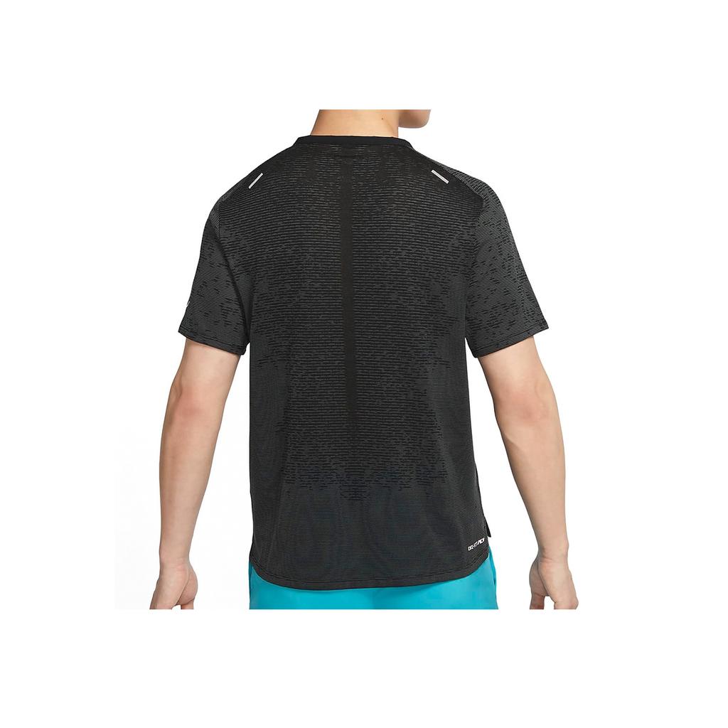 Nike Reflective Print Solid Short Sleeve Running T-Shirt Men Tops Black DM4766-010