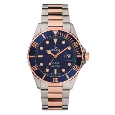 Key West Aço Inoxidável Bicolor Mostrador Azul Automático Diver's 1571.2155 300M Relógio Masculino