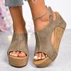 Retro Peep Toe Wedge Heel Sandals for Women 2025 Summer Chunky Platform Sandalias Mujer Thick Bottom Rivet Decor Roman Sandals