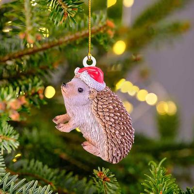 Delicate Christmas Pendant Multiple Styles Hedgehog Pendant with Hat Tree Hanging Rabbit Hedgehog Pendant  Create Atmosphere