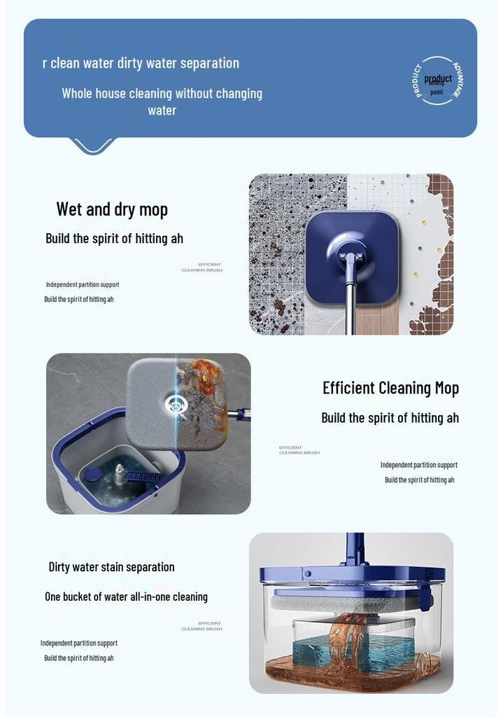 Lazy Mop: Rotating, Net-Free, No-Hand-Wash Mop for Effortless Wet & Dry Cleaning