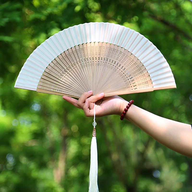 New Chinese Style Hanfu Cheongsam Fan Ancient Style Dance Performance Folding Fan Summer Single-Sided Bamboo Ribs Portable Fan