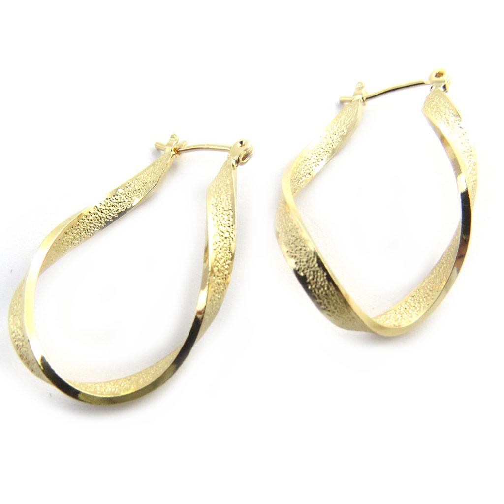 Les Trésors De Lily [M8975] - Gold Plated Hoop Earrings 'Ripples' - 32x20 Mm