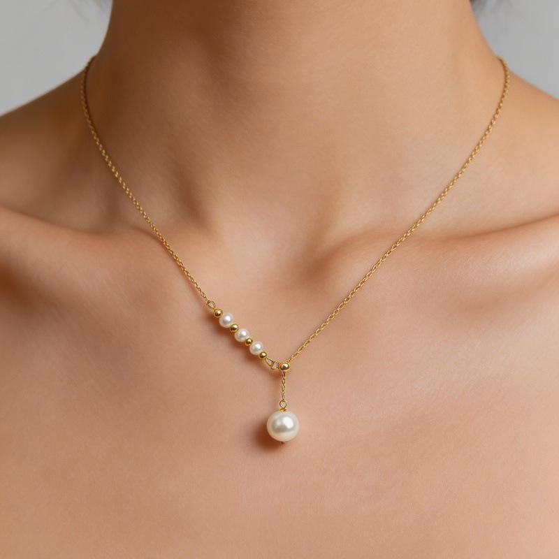 S925 Sterling Silver Adjustable Pearl Necklace - Women's Fashion Clavicle Chain