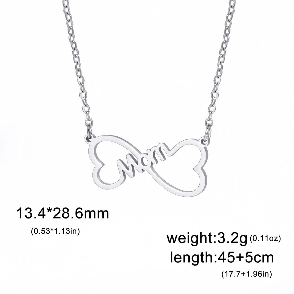 Hollow Bow Titanium Steel Necklace Heart Pendant Mothers Day Gift Fashion Jewelry