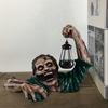 Halloween Zombie Lantern Ornament Spooky LED Light Resin Statue Ornament for Home Outdoor Garden Decoration