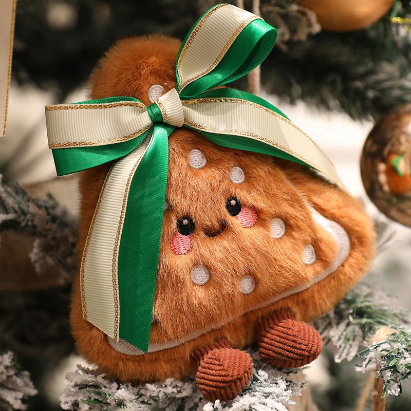 Adorable Merry Xmas Plush Toy Holiday Present Stuffed Gentle Santa Claus Gingerbread Man Sock Bell Tiny Xmas Tree Home Decor