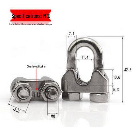 304 Stainless Steel Wire Rope Thimble, U-Bolt Clamp & Clip Set