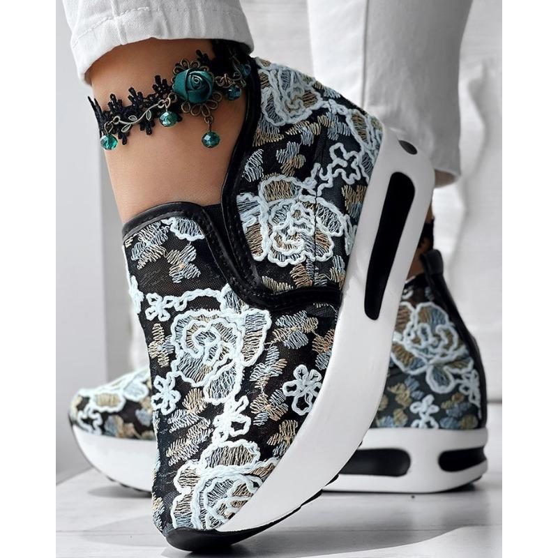 Mesh Single Shoes One Foot Wearing Shallow Mouth Thick-soled Fabric Single Shoes with A Round Toe