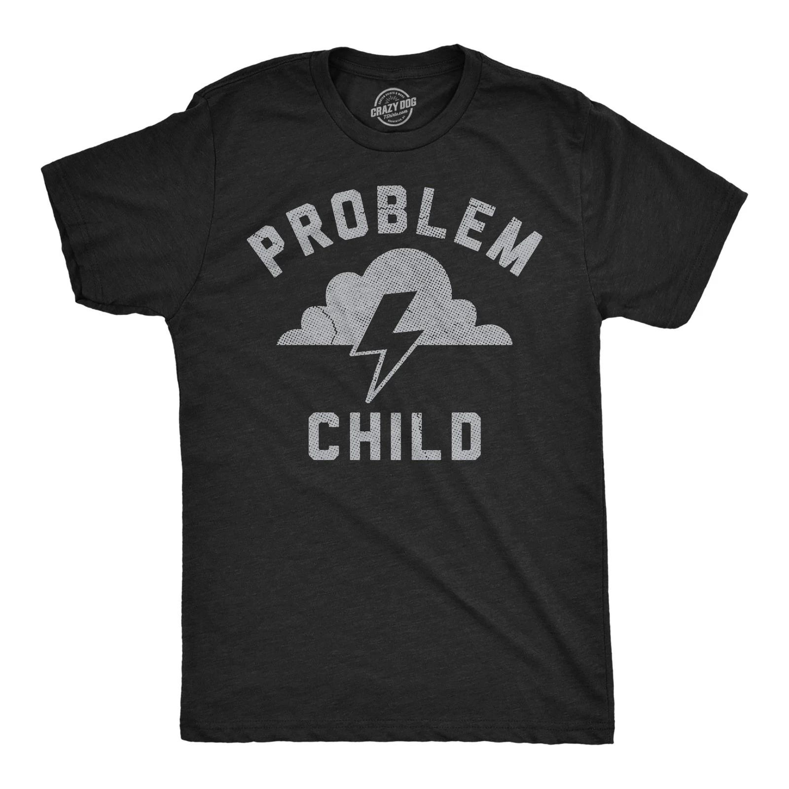 Mens Funny T Shirts Problem Child Sarcastic Graphic Novelty Tee for Men S