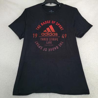Adidas Marškinėliai Vyriški Dideli L Juodi Lauko Retro Užrašas Atsitiktiniai Amplifer Marškinėliai Nauji su Etiketėmis