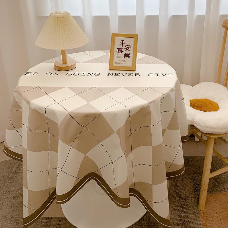 British Plaid Flannel Tablecloth Light Luxury Retro Round Table Cloth Coffee Table Cover Dustproof Dining Table Fabric