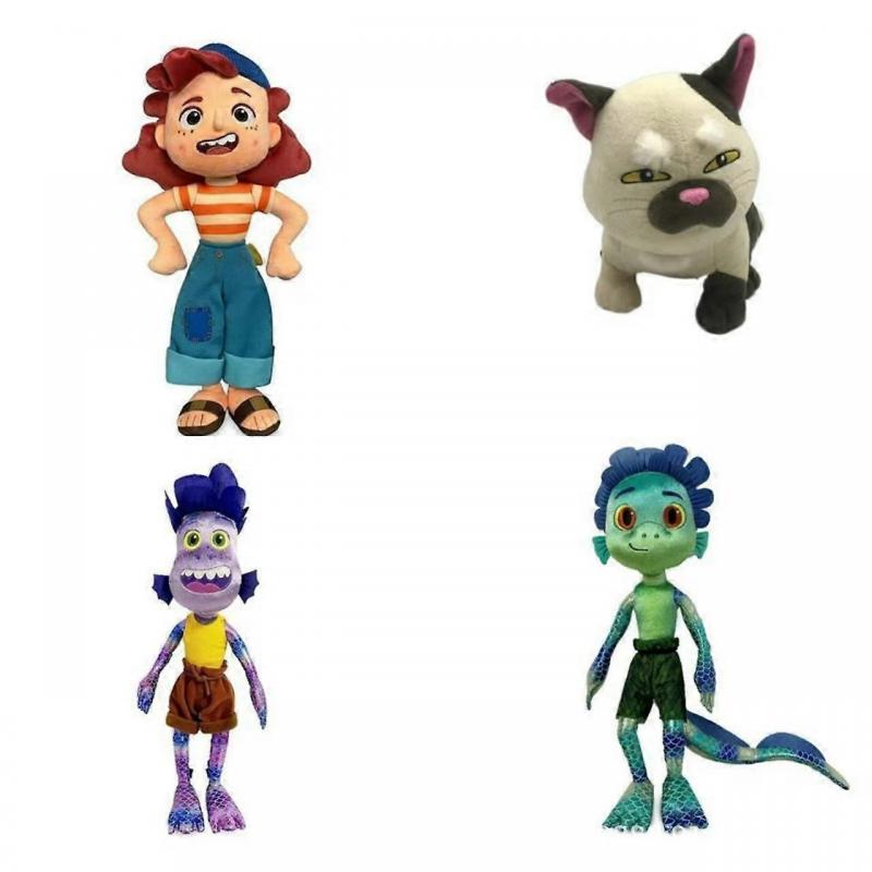 Luca & Sea Monster Plush Toy Set - Ultra Soft Short Plush Luca, Julia, Cat 4-Piece Collection