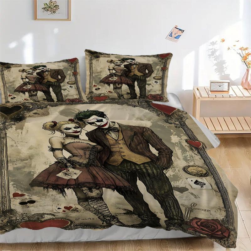 

3pcs Joker, Harley Quinn Duvet Cover Set, 1 Duvet Cover + 2 Pillowcases (No Insert), High-Definition Print, Home & Dorm Set yy251208080 135x200cm
