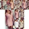 Elegant Women Zip Up V Neck Long Sleeve Knitted Bodycon Party Evening Mini Dress Tops For All Occasions