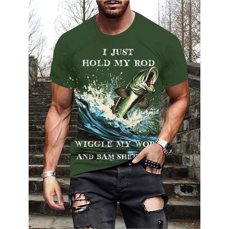 2025 European and American Summer New Men's T-shirt Geometric 3D Printing Casual Short Sleeve Bear Printing