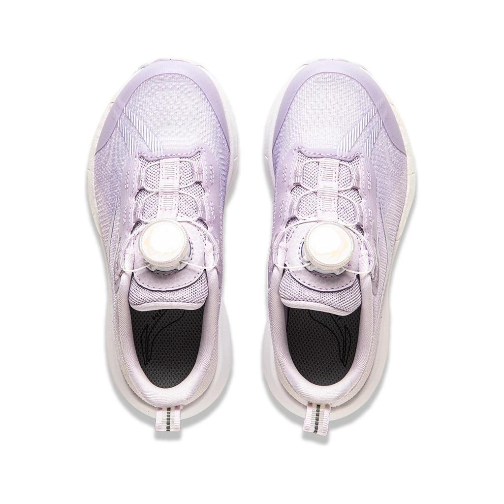 Li Ning Kids Synthetic Leather Comfortable Breathable Shock Absorbing Durable Low Top Casual Shoes Kids Casual Shoes White Purple Yellow YKAU008-6