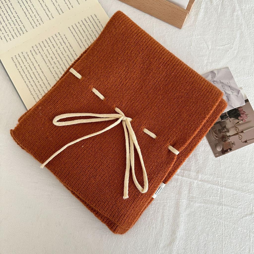 Écharpe Tricotée à Nœud Papillon pour Femmes Automne et Hiver Chaude et Douce Écharpe Tricotée