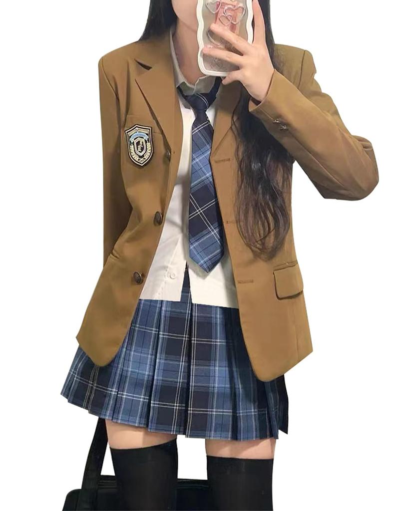 QOOLY School Uniform Cosplay Costume for High School British for Commuting To School or Includes Size M Girls, Spring/Autumn, Style, Commuting,