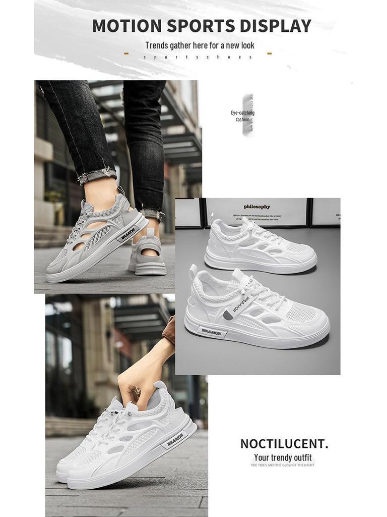 Men's Trendy Breathable Mesh Sneakers - Summer Casual White Hollow Out Shoes